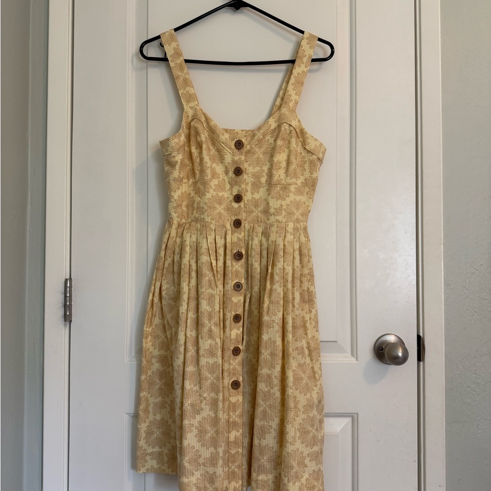 Anthropologie Floral Yellow cotton dress